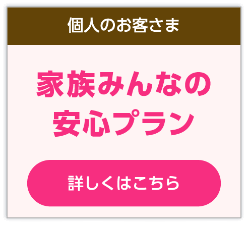 個人のお客さま/家族みんなの安心プラン。詳しくはこちら