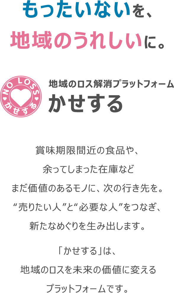 もったいないを、地域のうれしいに。地域のロス削減プラットフォーム かせする