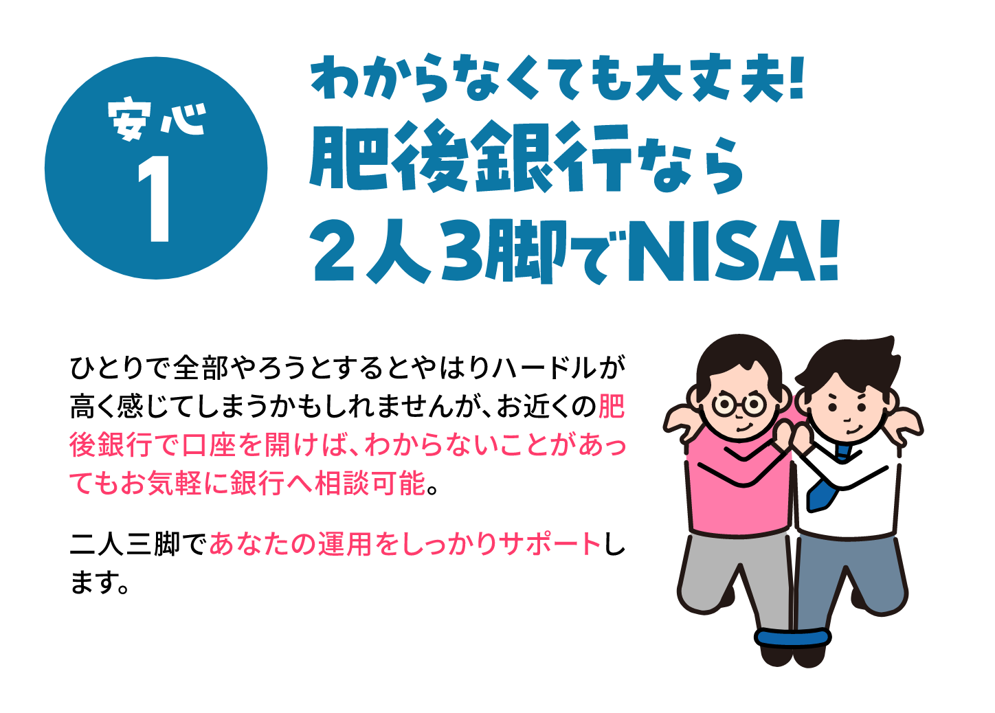 安心1 わからなくても大丈夫！肥後銀行なら2人3脚でNISA！