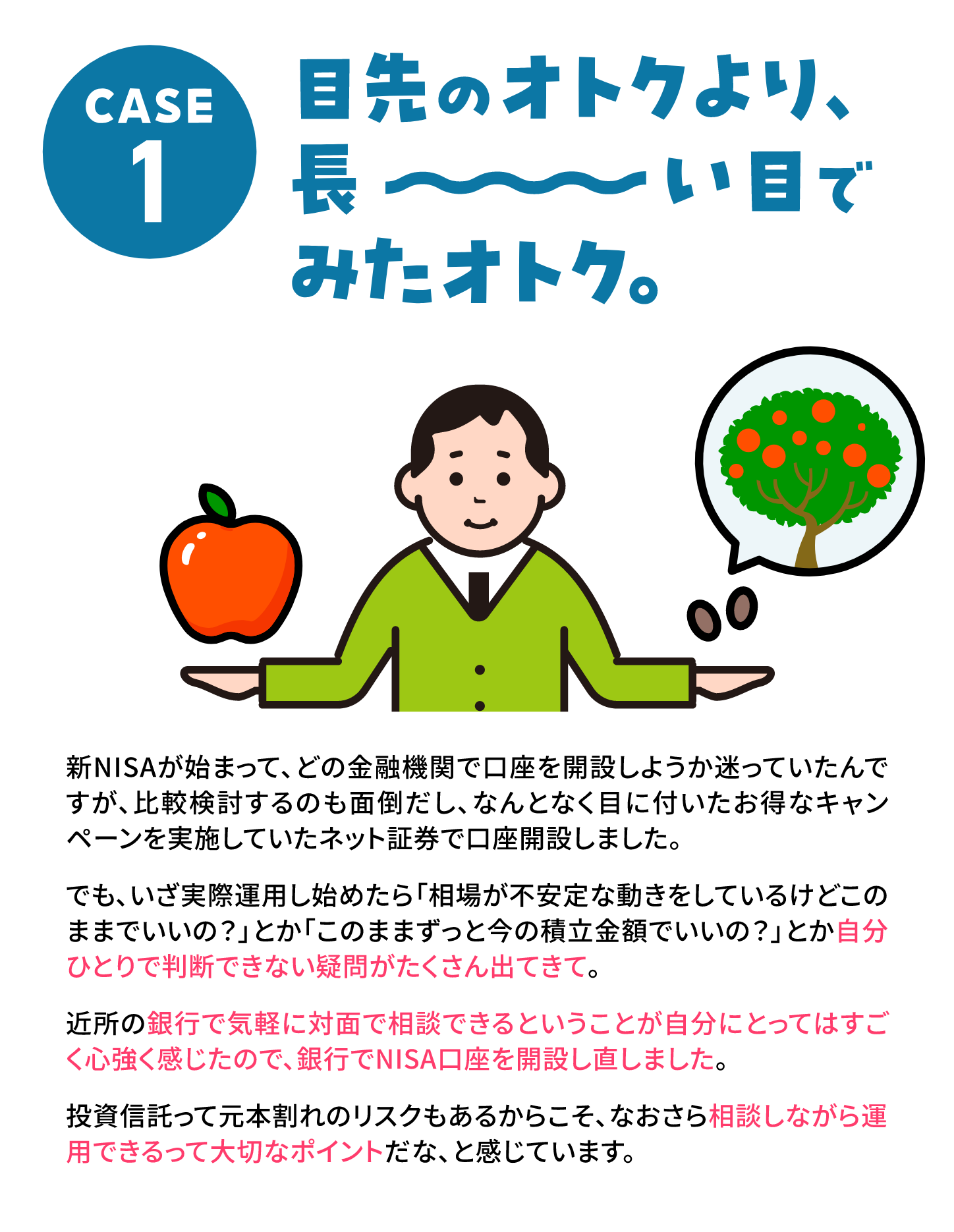 CASE1 目先のオトクより、長〜い目でみたオトク。