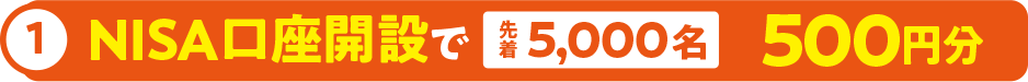 1.NISA口座開設で先着5,000名様に500円分