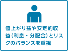 値上がり益や安定的収益（利息・分配金）とリスクのバランスを重視