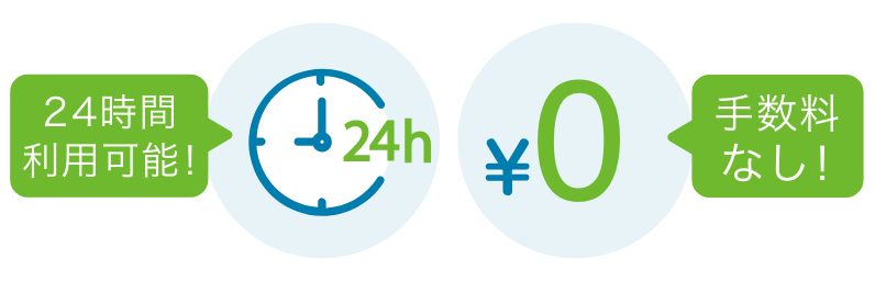 24時間可能!手数料なし!