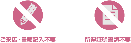 ご来店・書類記入不要 所得証明書類不要